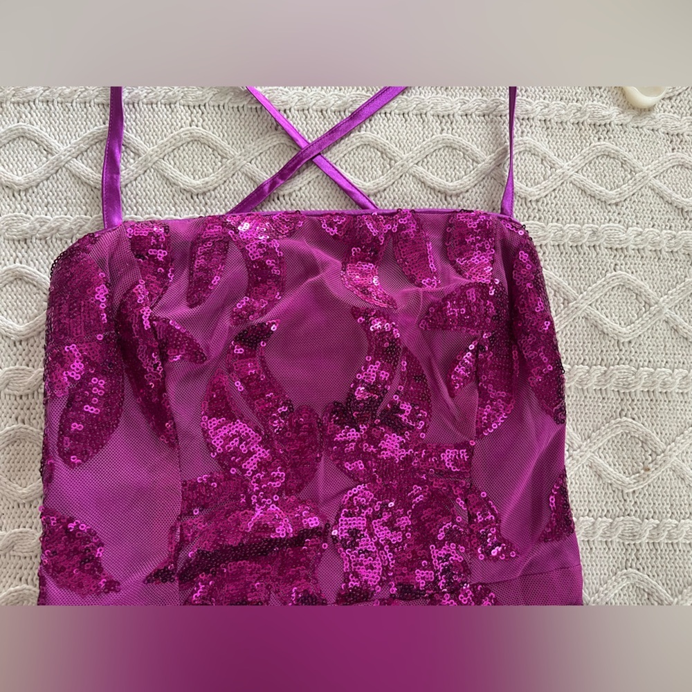 NEW! Lulus Magenta Purple Sequin Shine Lace Up Mini Dress Size Small - Picture 11 of 14